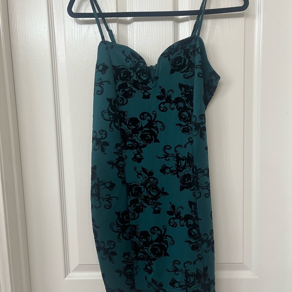 Almost Famous Teal and Black Dress